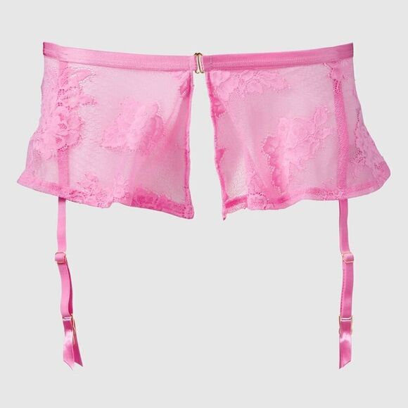 New With Tag La Senza Size Large Pink Lace‎ Garter Skirt - Picture 1 of 14